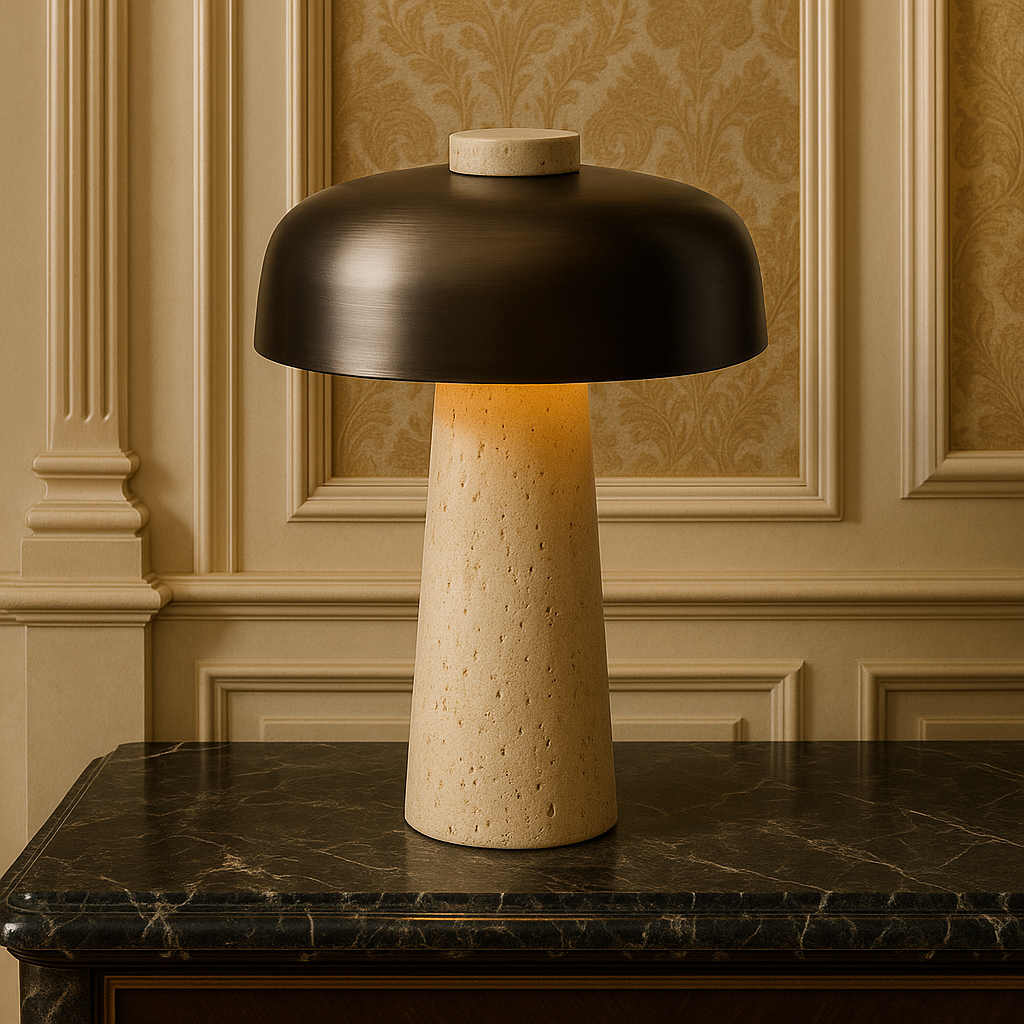 Mushroom Table Lamp – Stone Base, Modern Decorative Light