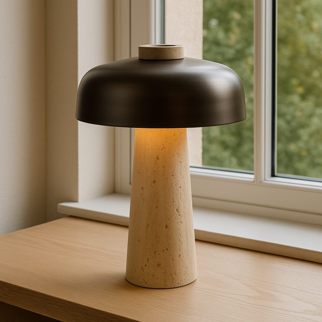 Mushroom Table Lamp – Stone Base, Modern Decorative Light