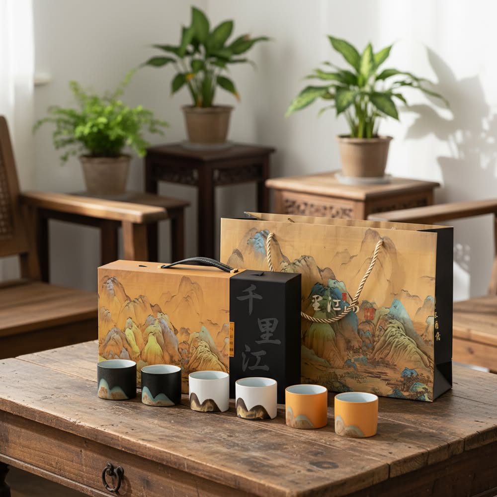 6 Piece Ceramic Espresso Cup Gift Set with Travel Storage Box 60ml Coffee Cups for Espresso Cortado Tea & Coffee Lovers