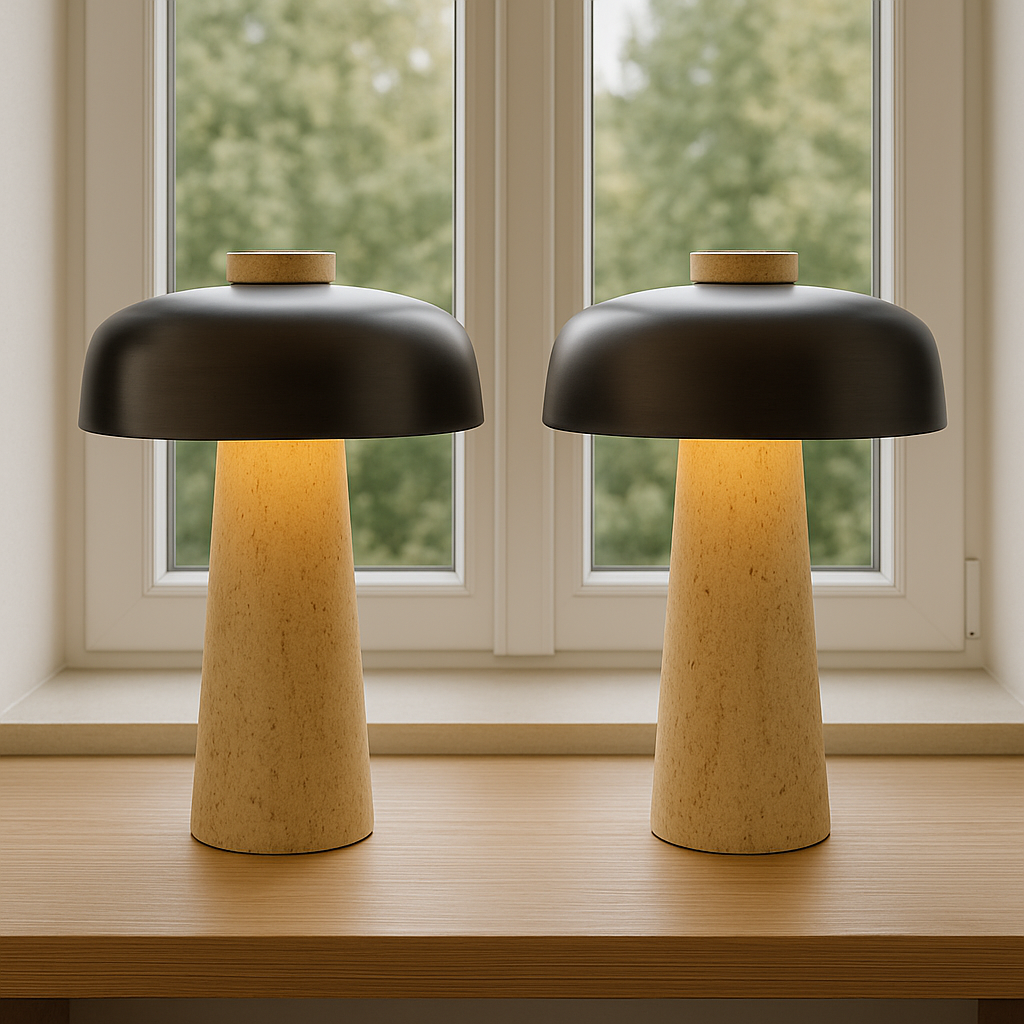 Mushroom Table Lamp – Stone Base, Modern Decorative Light