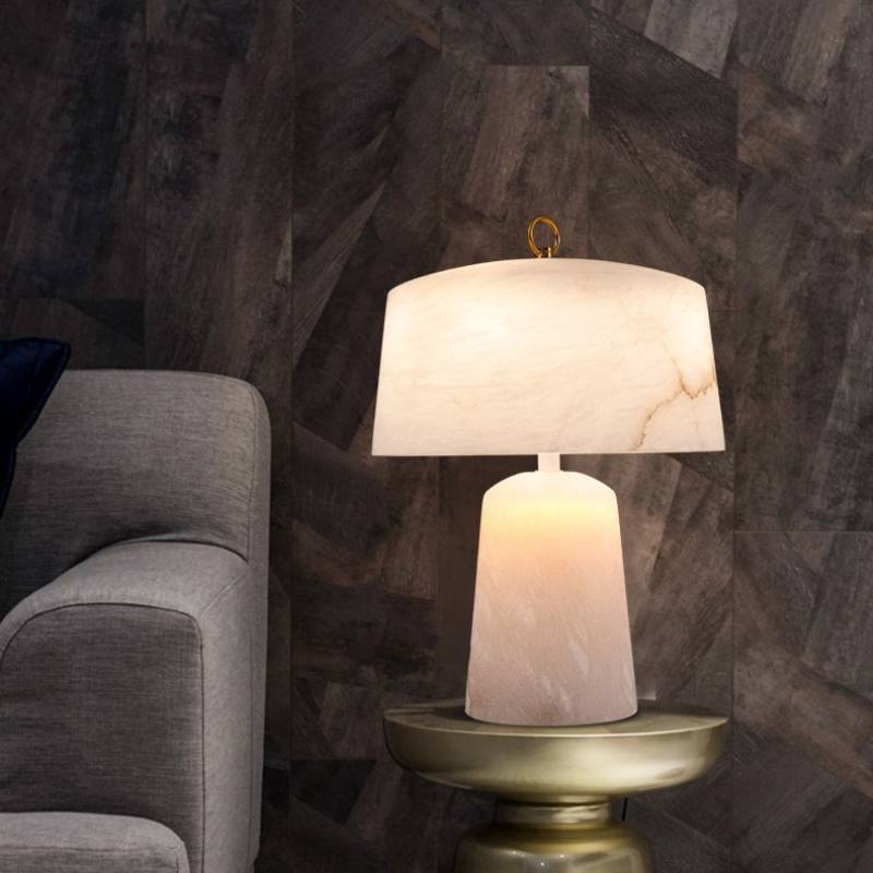 Alabaster Table Lamp – Modern Bedside Light for Elegant Interiors