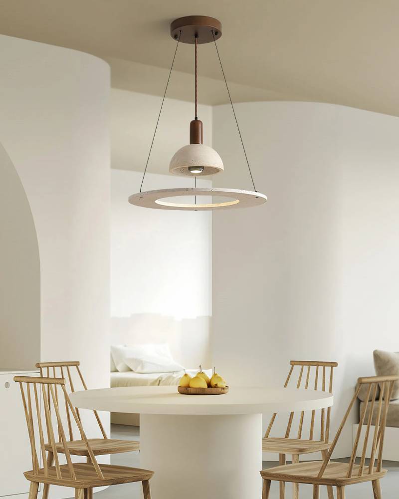 Modern Travertine Pendant Light – Designer Stone Chandelier for Dining & Living Rooms
