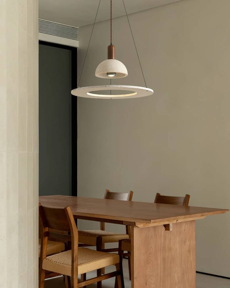 Modern Travertine Pendant Light – Designer Stone Chandelier for Dining & Living Rooms