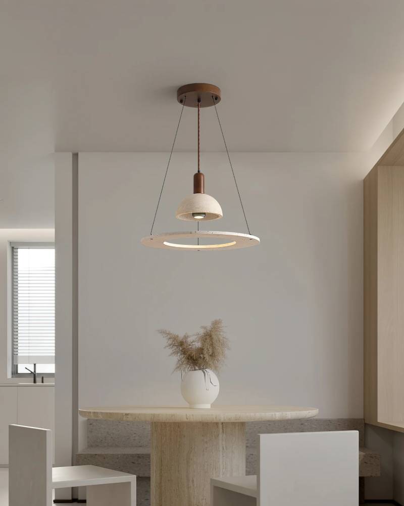Modern Travertine Pendant Light – Designer Stone Chandelier for Dining & Living Rooms