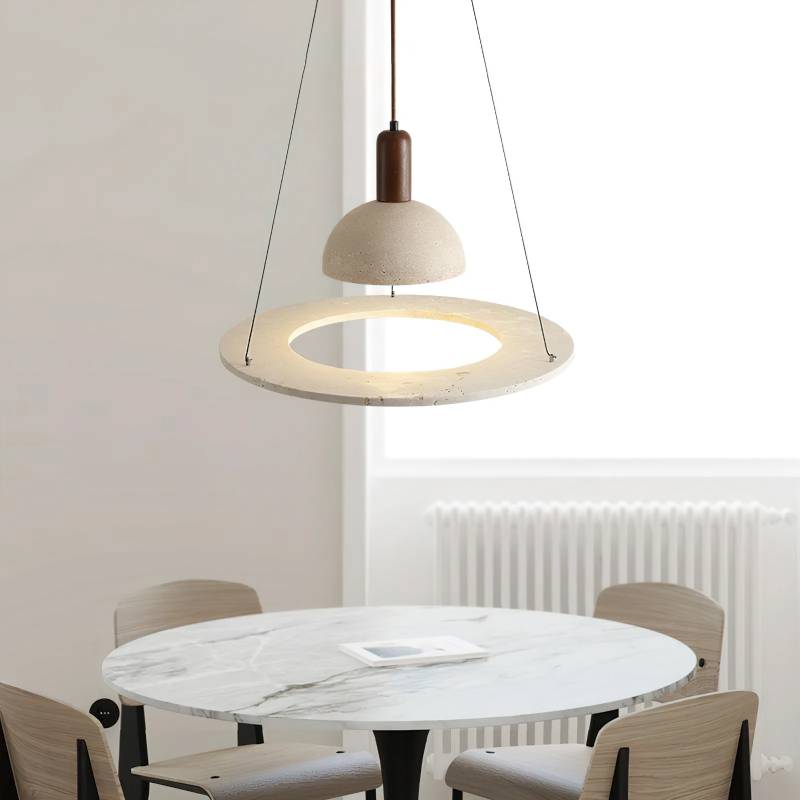 Modern Travertine Pendant Light – Designer Stone Chandelier for Dining & Living Rooms