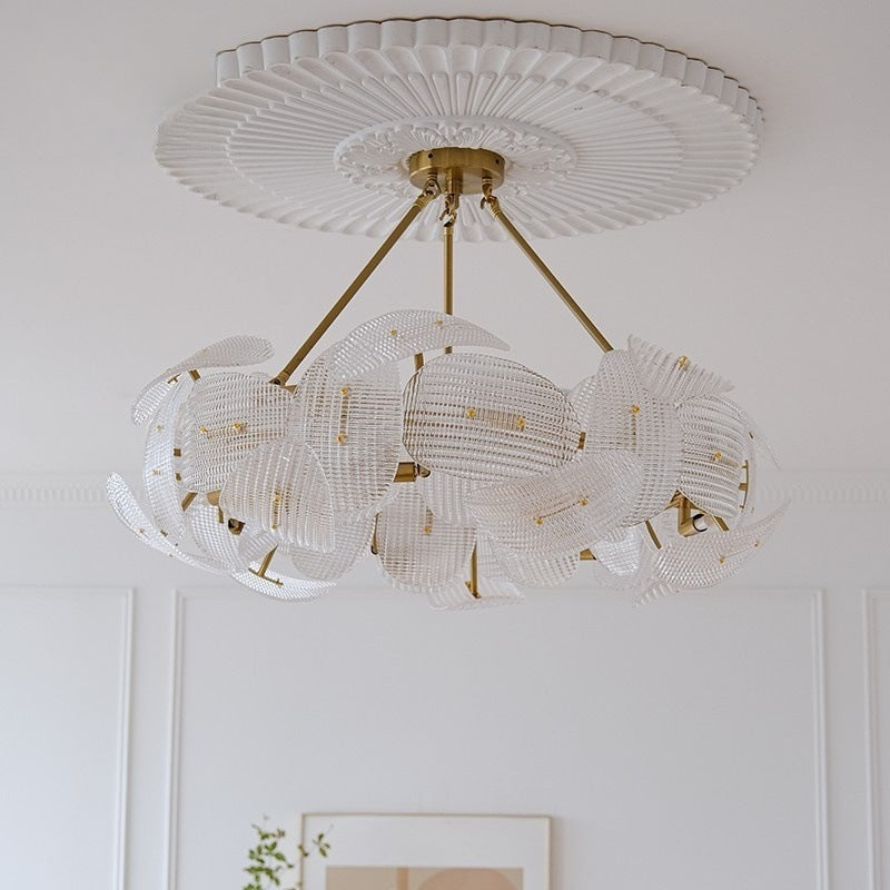 Modern Glass Leaf Chandelier – Luxury Gold Ceiling Light