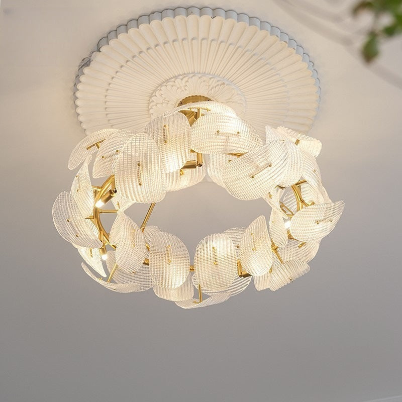 Modern Glass Leaf Chandelier – Luxury Gold Ceiling Light