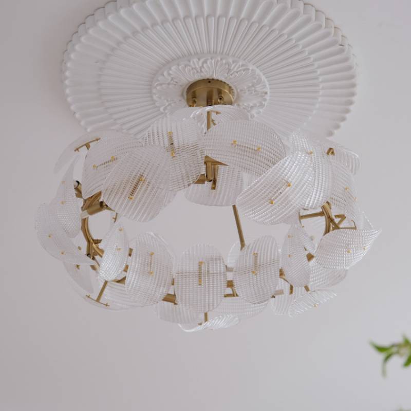 Modern Glass Leaf Chandelier – Luxury Gold Ceiling Light