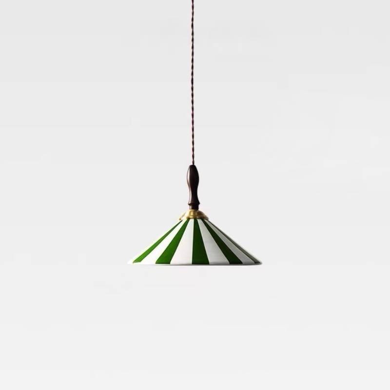 Striped Pendant Light – Retro Cone Ceiling Lamp for Dining & Living Spaces
