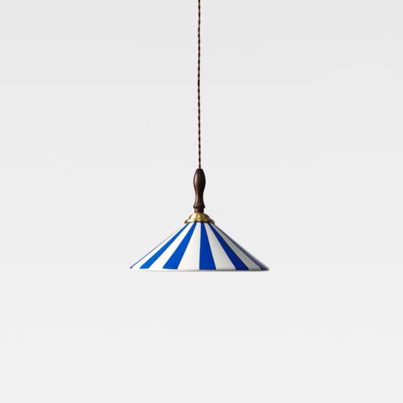 Striped Pendant Light – Retro Cone Ceiling Lamp for Dining & Living Spaces