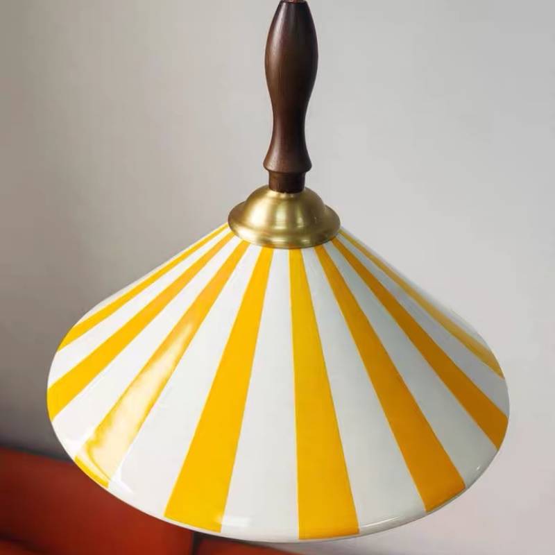 Striped Pendant Light – Retro Cone Ceiling Lamp for Dining & Living Spaces