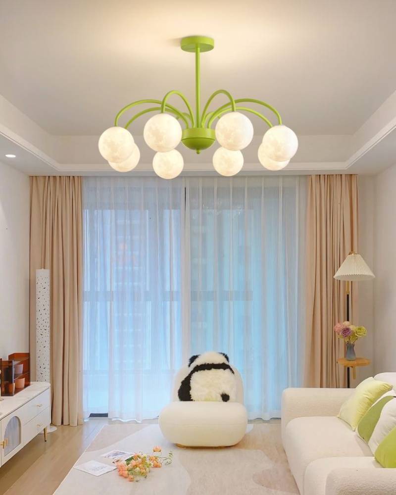 Modern Moon Globe Chandelier – Kids Bedroom Ceiling Light | 6/8 Head Nursery Lighting Fixture