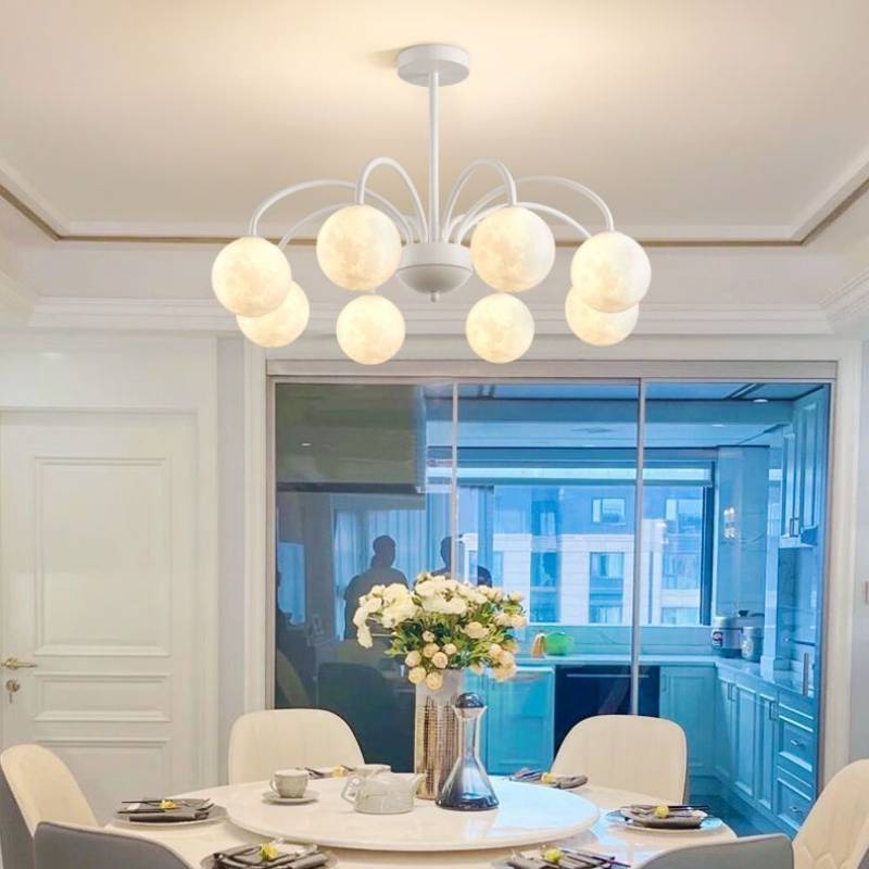 Modern Moon Globe Chandelier – Kids Bedroom Ceiling Light | 6/8 Head Nursery Lighting Fixture