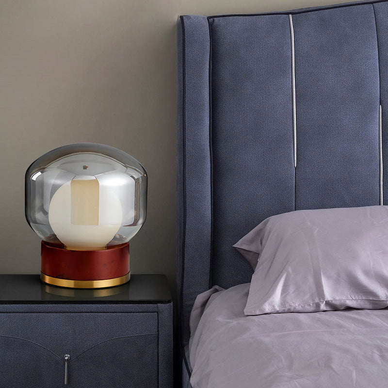Corlo Smoked Glass Table Lamp – Modern Bedside Light