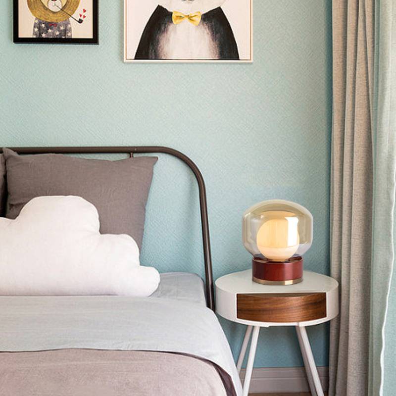 Corlo Smoked Glass Table Lamp – Modern Bedside Light