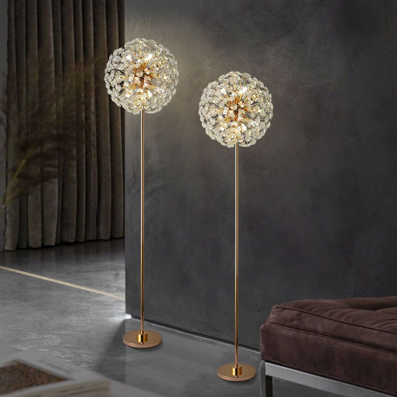 Dandelion Crystal Floor Lamp – Luxury Gold Standing Light