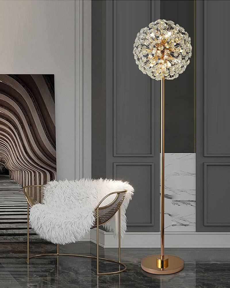Dandelion Crystal Floor Lamp – Luxury Gold Standing Light