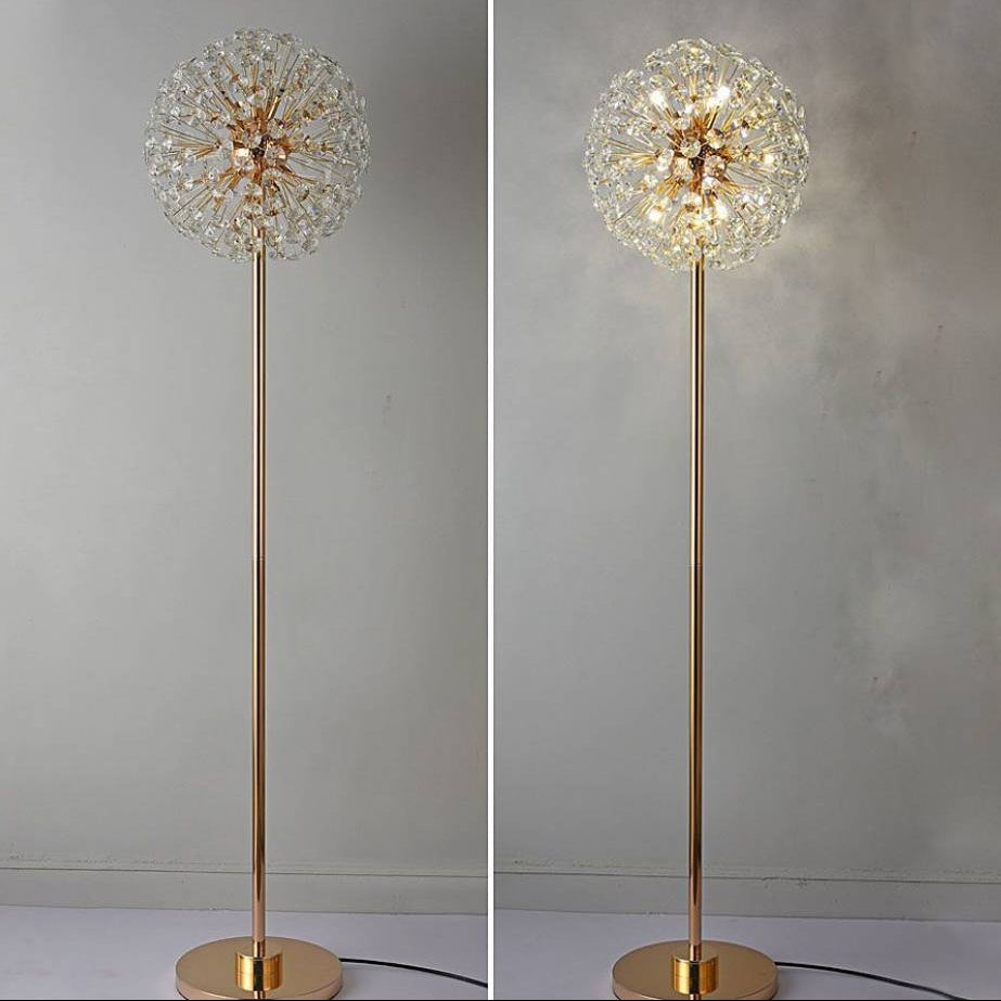 Dandelion Crystal Floor Lamp – Luxury Gold Standing Light