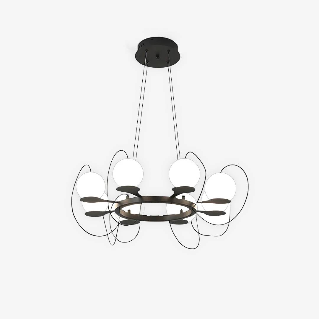 Modern Ring Chandelier – LED Ceiling Light with Globe Shades
