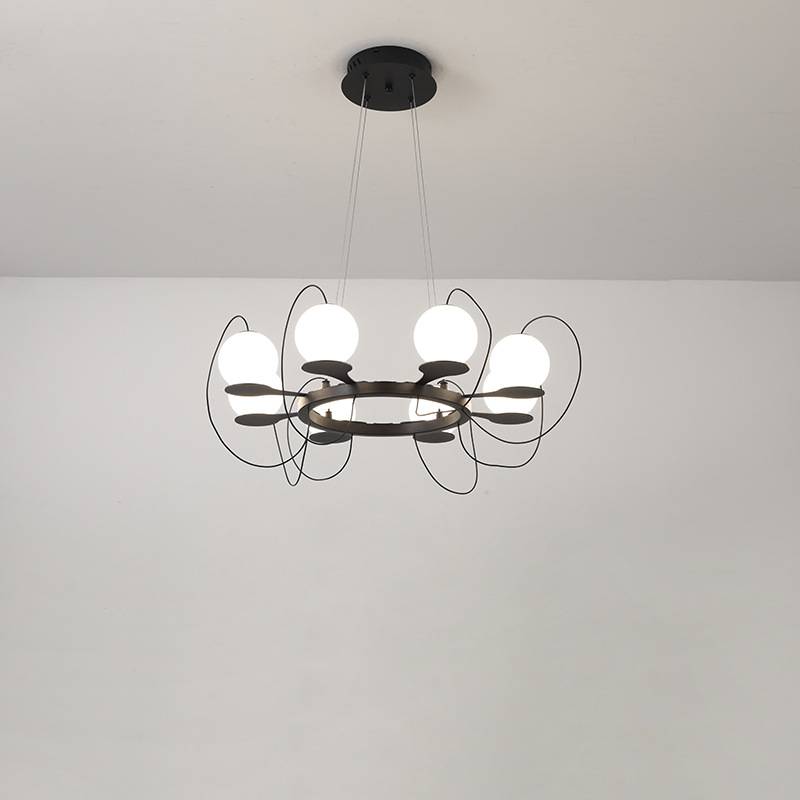 Modern Ring Chandelier – LED Ceiling Light with Globe Shades