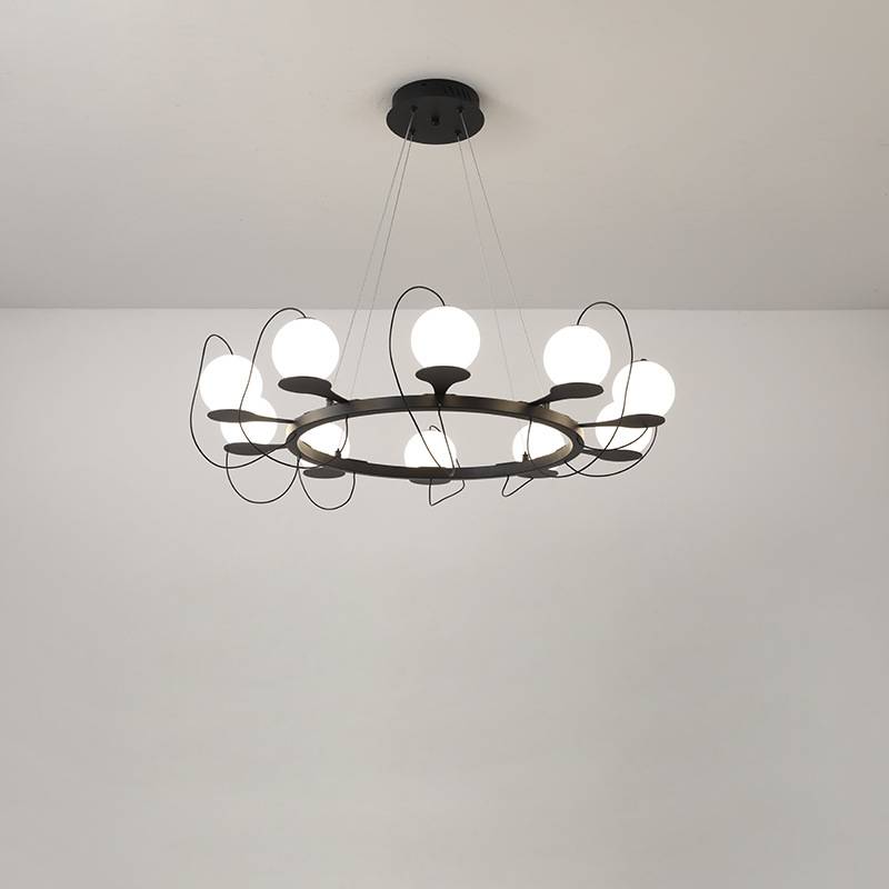 Modern Ring Chandelier – LED Ceiling Light with Globe Shades