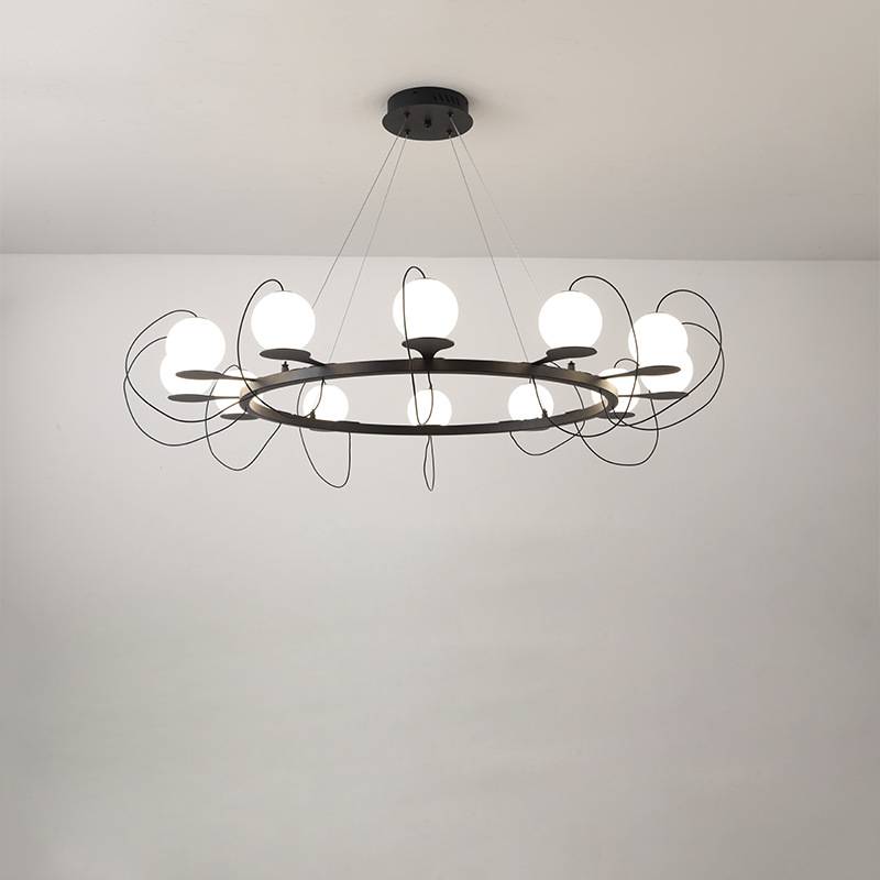 Modern Ring Chandelier – LED Ceiling Light with Globe Shades
