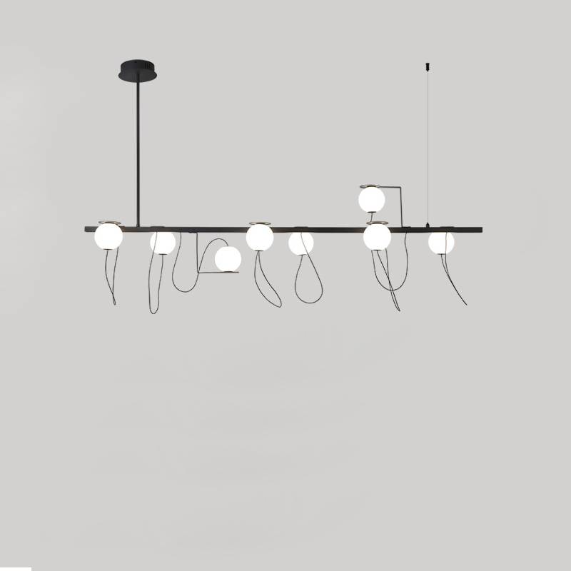 Modern Ring Chandelier – LED Ceiling Light with Globe Shades