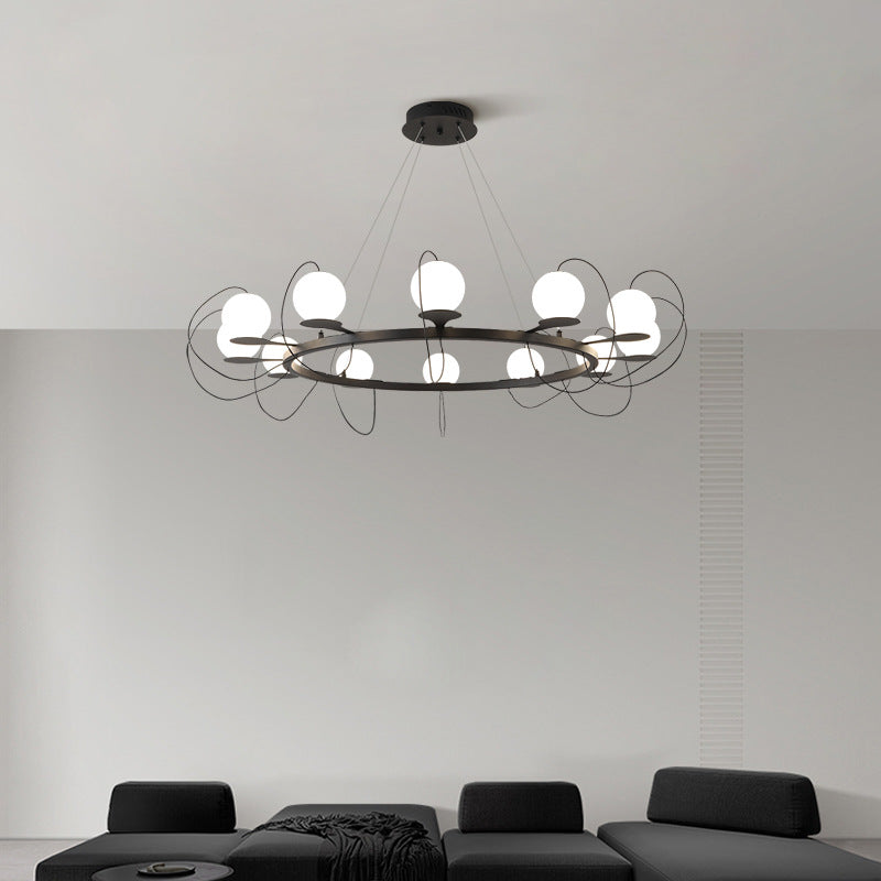 Modern Ring Chandelier – LED Ceiling Light with Globe Shades