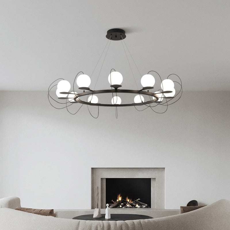 Modern Ring Chandelier – LED Ceiling Light with Globe Shades