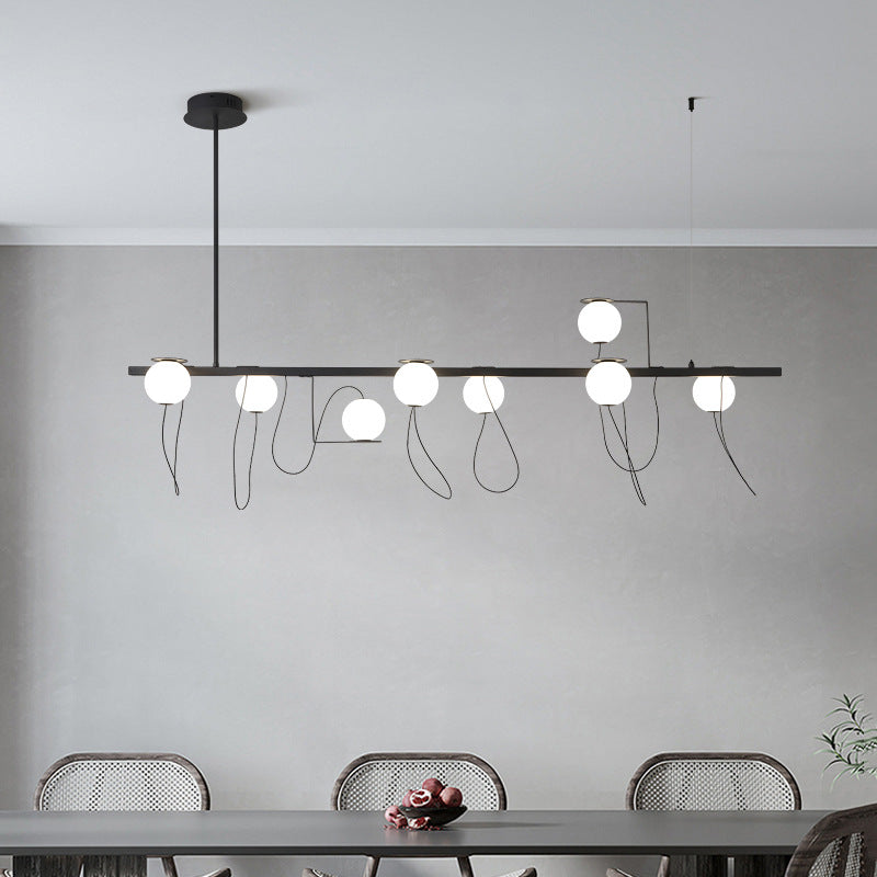 Modern Ring Chandelier – LED Ceiling Light with Globe Shades