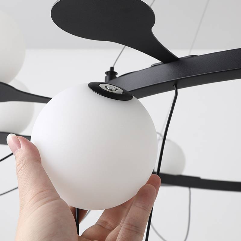 Modern Ring Chandelier – LED Ceiling Light with Globe Shades