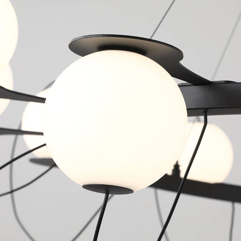 Modern Ring Chandelier – LED Ceiling Light with Globe Shades