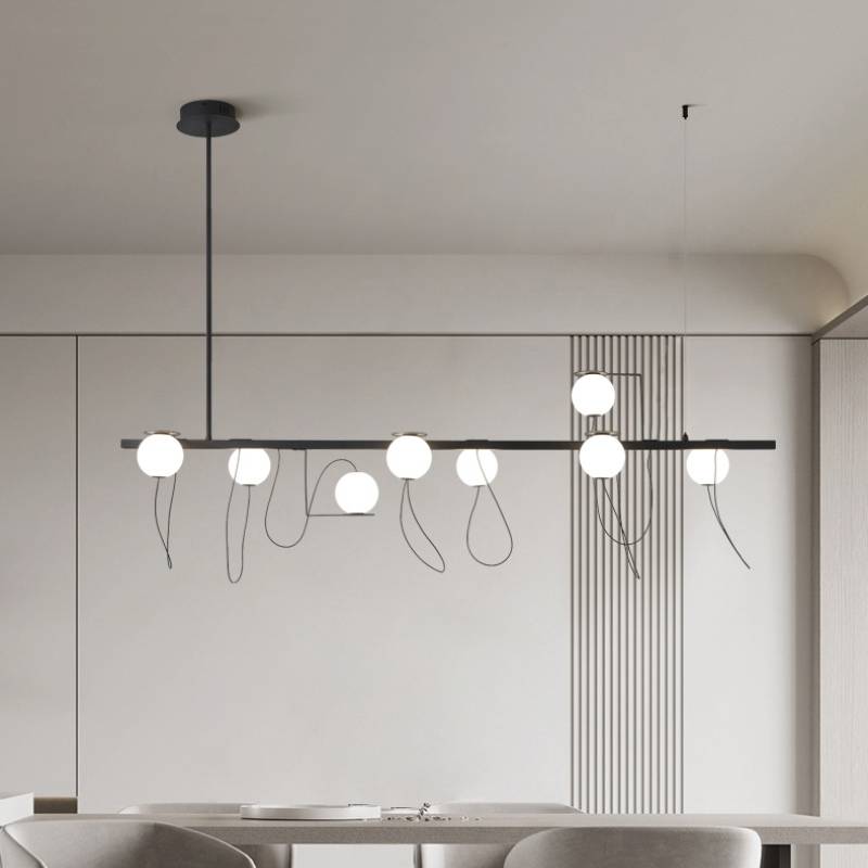 Modern Ring Chandelier – LED Ceiling Light with Globe Shades