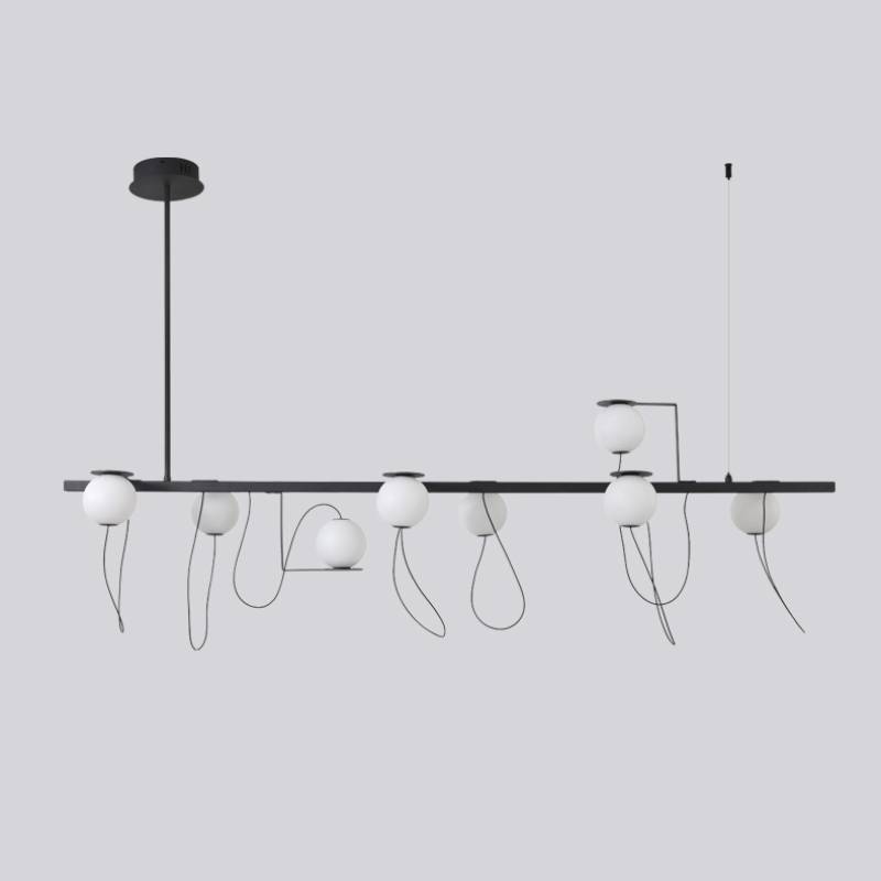 Modern Ring Chandelier – LED Ceiling Light with Globe Shades