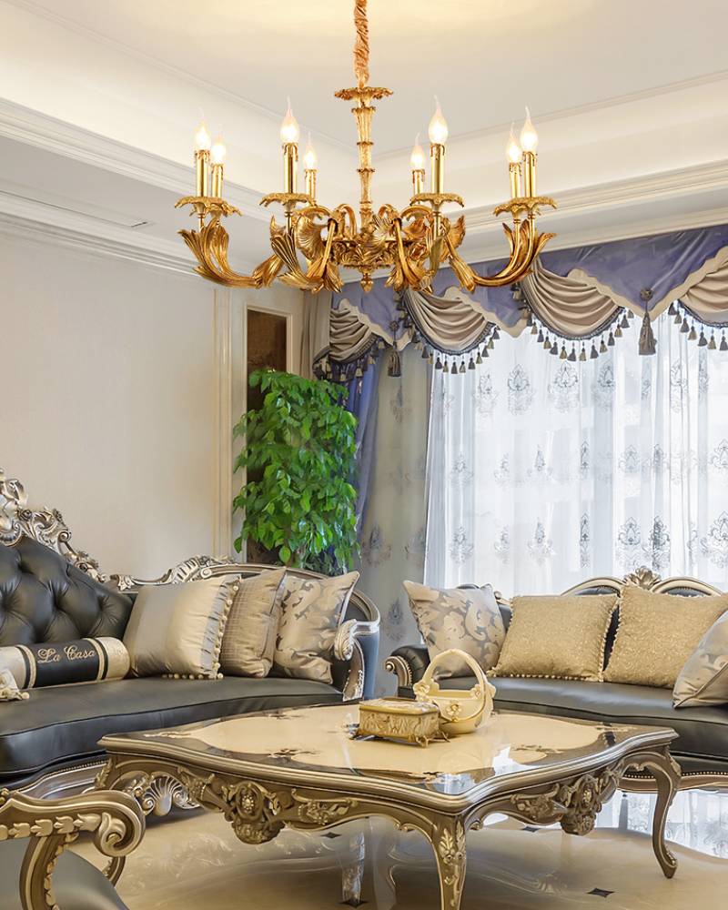 Vintage Style Chandelier – Gold Ceiling Light for Dining & Living Spaces