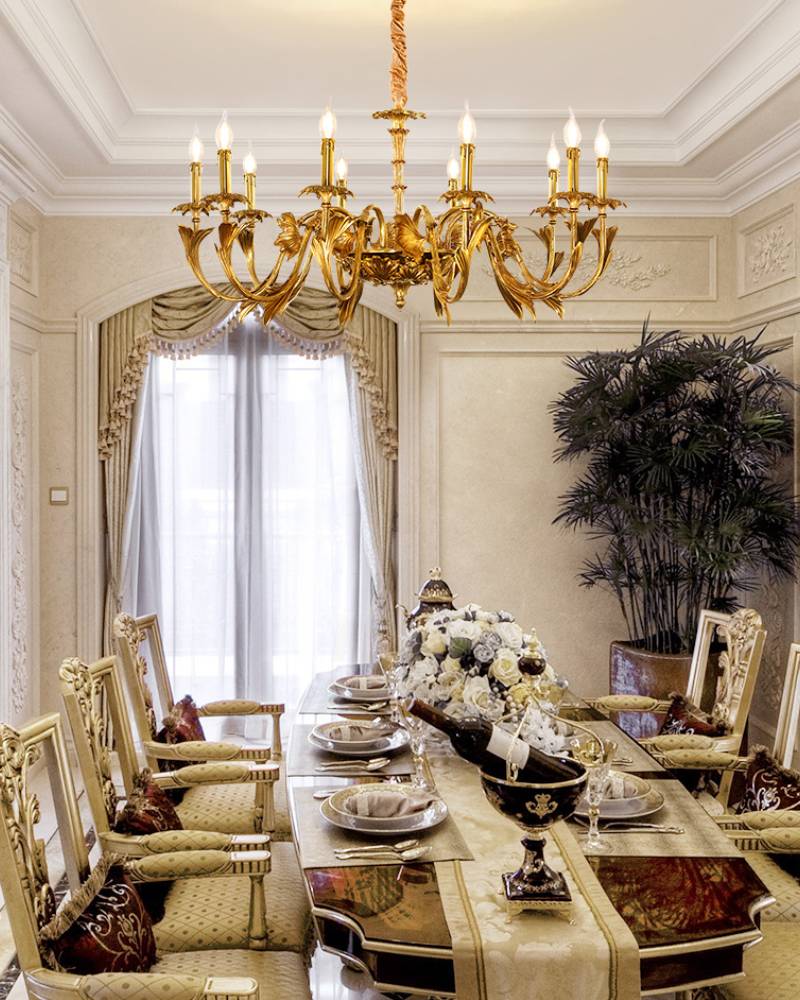 Vintage Style Chandelier – Gold Ceiling Light for Dining & Living Spaces