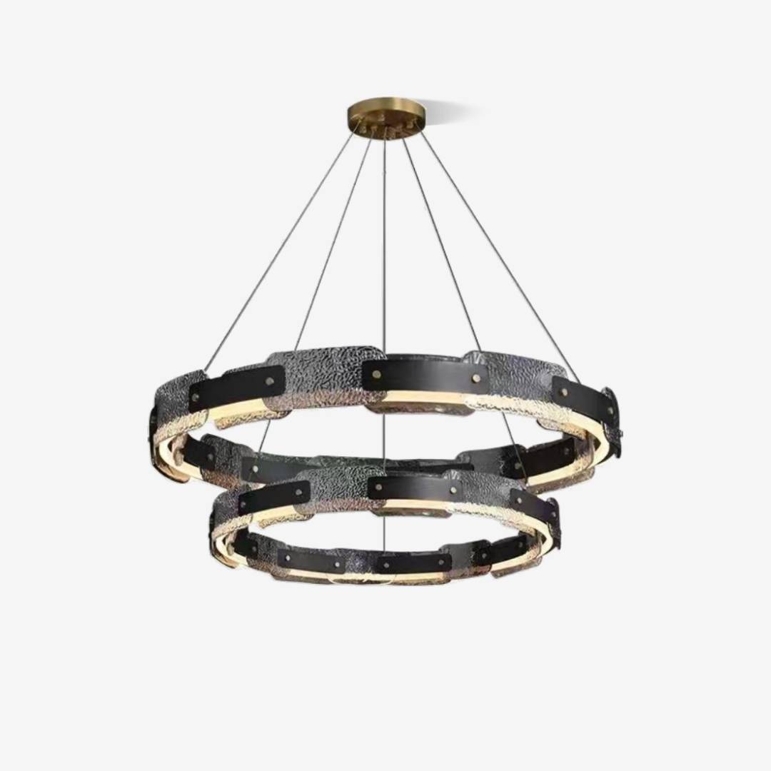 Modern Smoked Glass Ring Chandelier – Luxury LED Ceiling Light