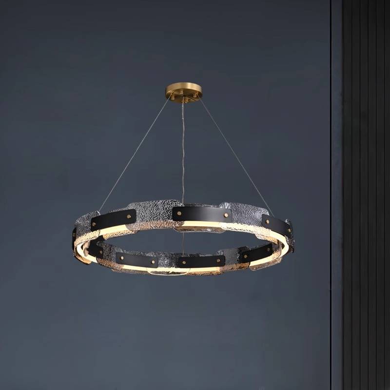 Modern Smoked Glass Ring Chandelier – Luxury LED Ceiling Light