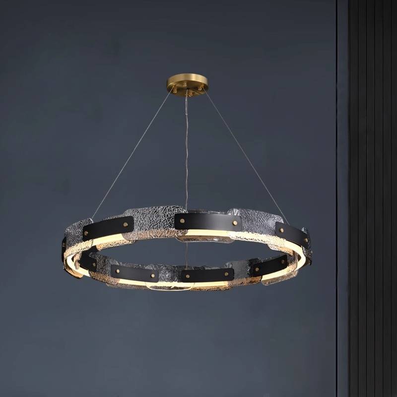Modern Smoked Glass Ring Chandelier – Luxury LED Ceiling Light