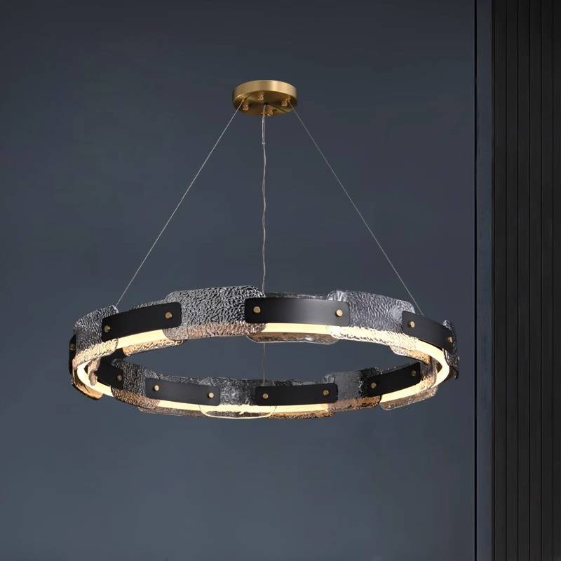 Modern Smoked Glass Ring Chandelier – Luxury LED Ceiling Light