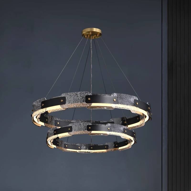 Modern Smoked Glass Ring Chandelier – Luxury LED Ceiling Light