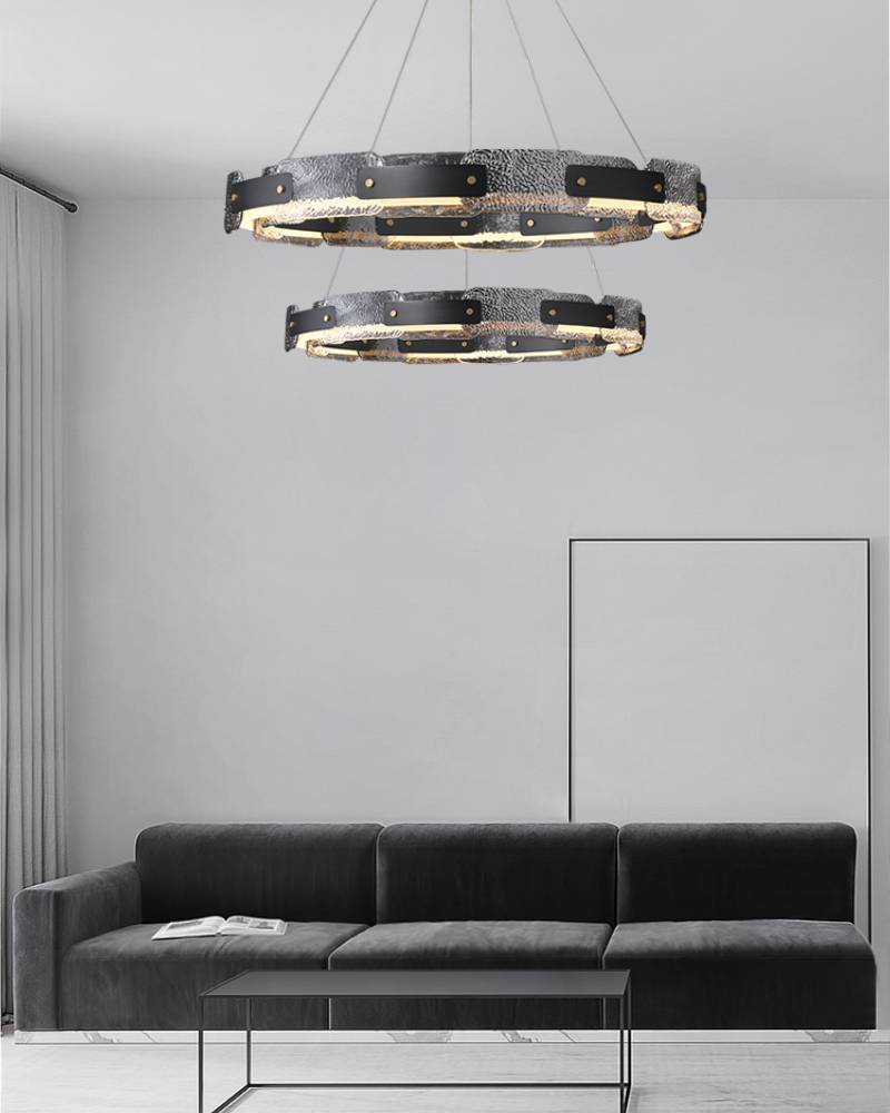 Modern Smoked Glass Ring Chandelier – Luxury LED Ceiling Light