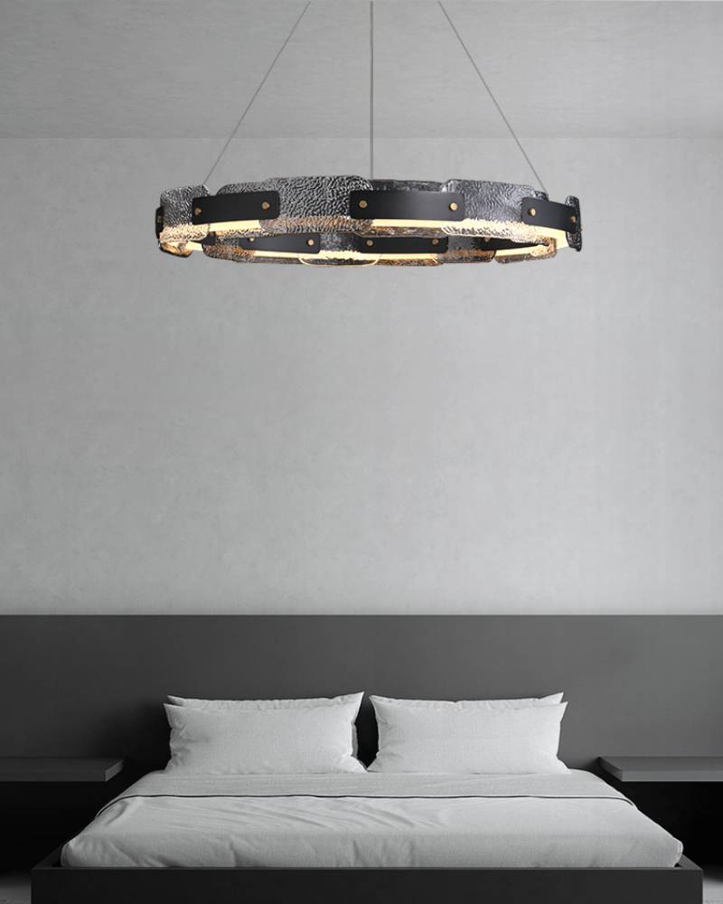 Modern Smoked Glass Ring Chandelier – Luxury LED Ceiling Light