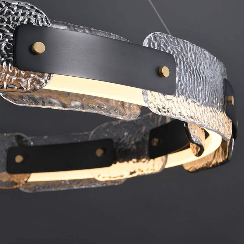 Modern Smoked Glass Ring Chandelier – Luxury LED Ceiling Light