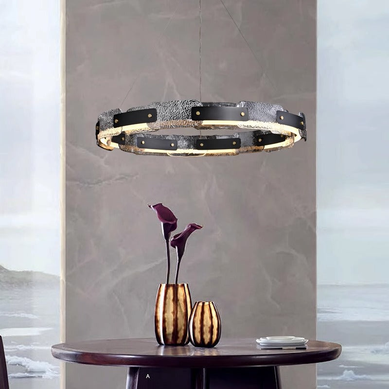 Modern Smoked Glass Ring Chandelier – Luxury LED Ceiling Light
