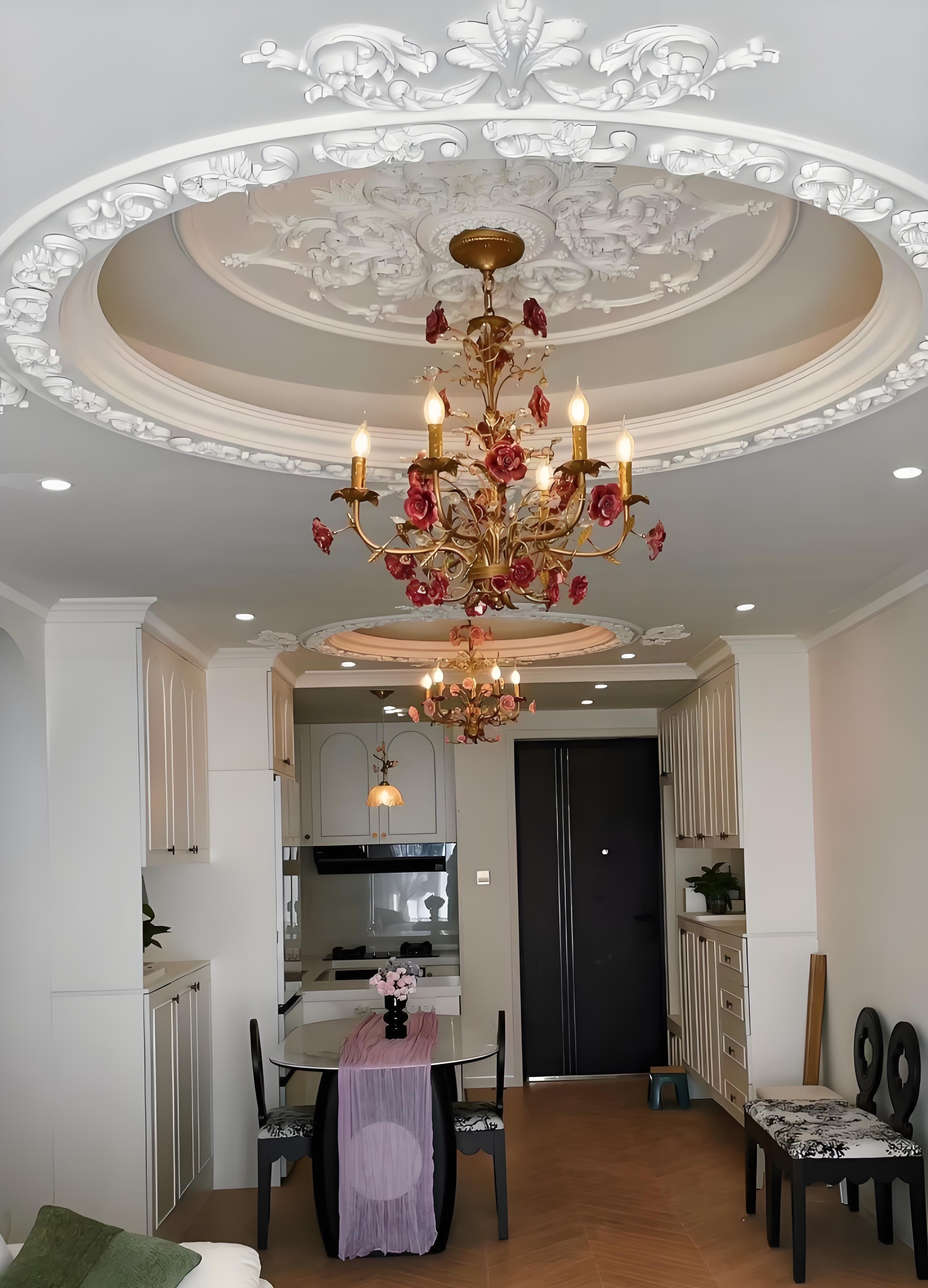 French Country Rose Chandelier – Vintage Floral Ceiling Light