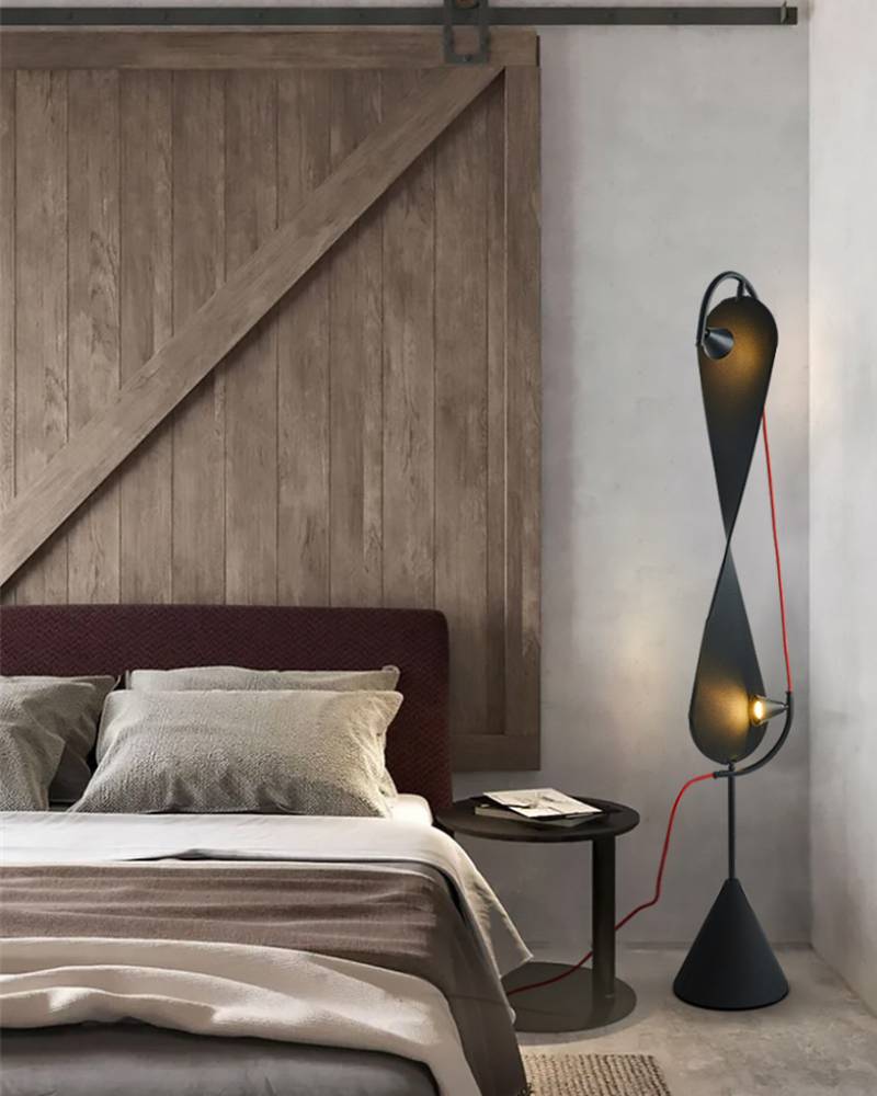 Modern Artistic Floor Lamp – Black Sculptural Standing Light