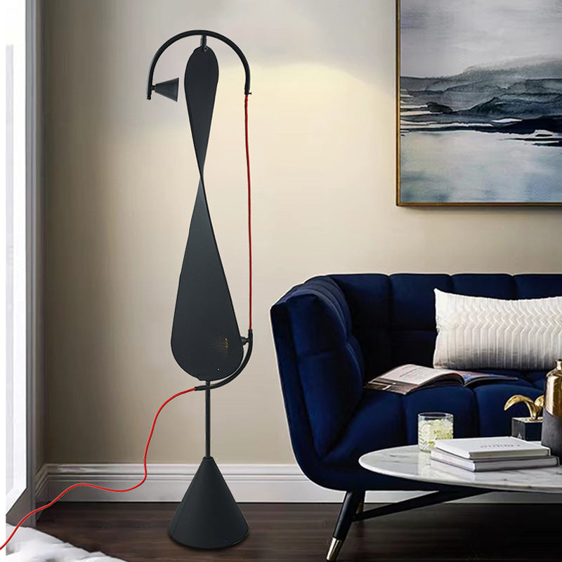 Modern Artistic Floor Lamp – Black Sculptural Standing Light