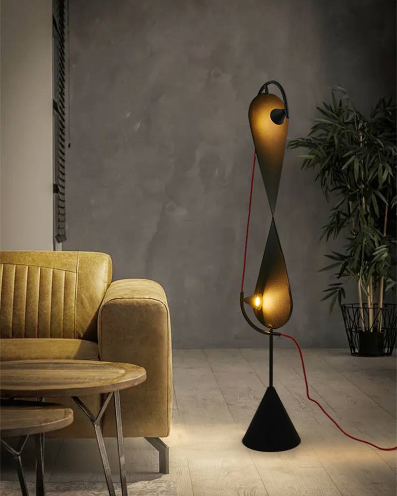 Modern Artistic Floor Lamp – Black Sculptural Standing Light
