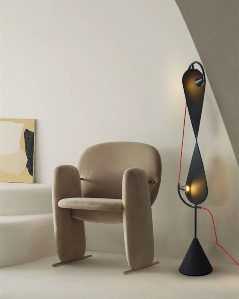 Modern Artistic Floor Lamp – Black Sculptural Standing Light